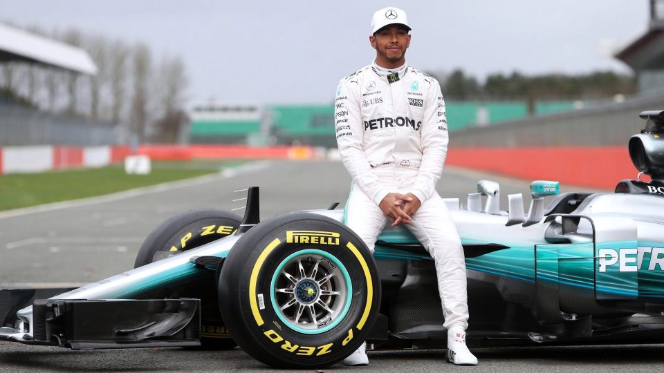 Lewis Hamilton shows off his new Mercedes for 2017