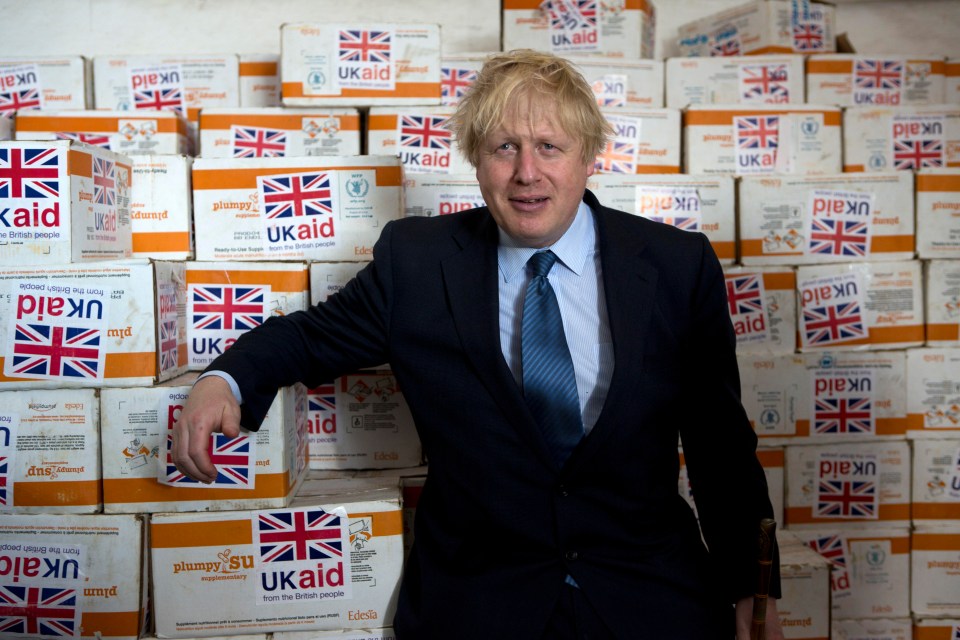 The Foreign Secretary with UK aid packages