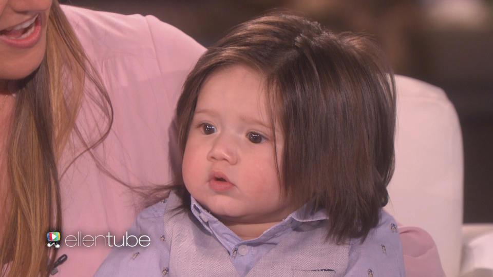  Little Theo is just seven months old - but he has a LOT of hair