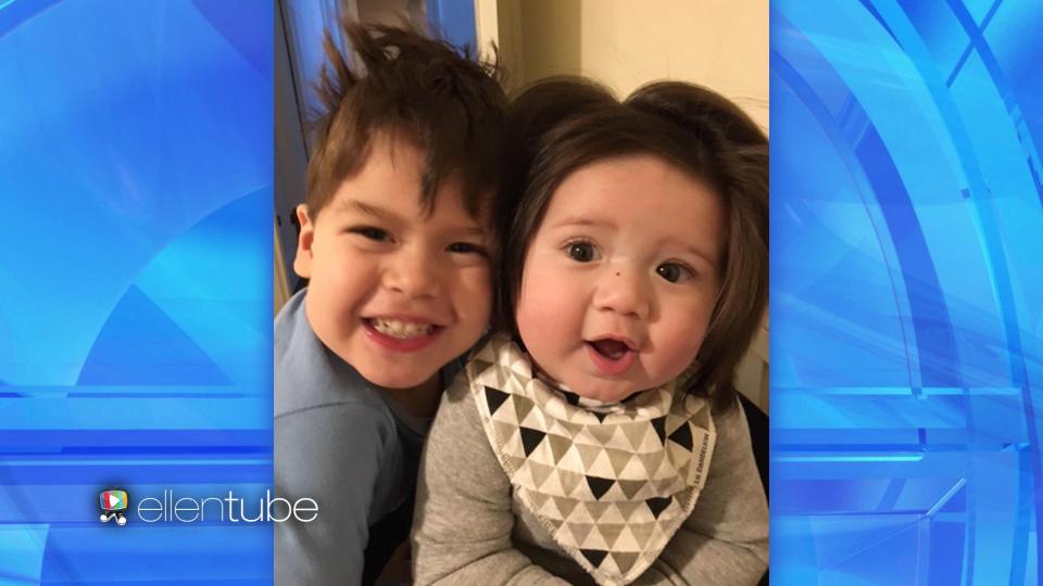  Apparently, Theo's big brother Brody (pictured left) was also born with a full head of hair