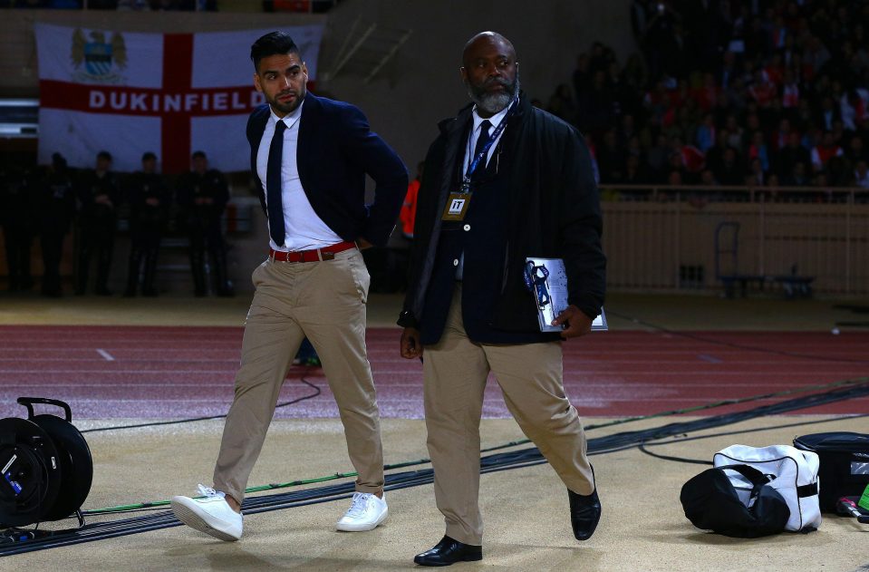  Injured Monaco star Radamel Falcao was in attendance to watch his side march into the last eight