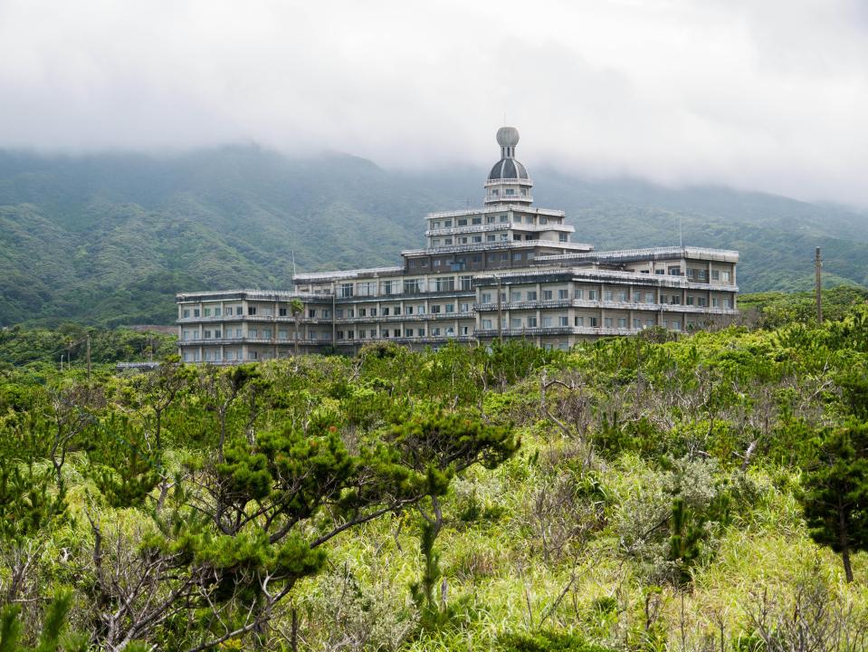 The once-luxurious resort is now an overgrown crumbling heap