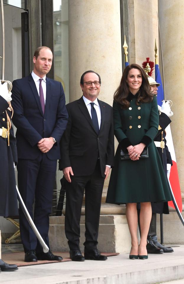  The Royal couple were greeted by French President Francois Hollande at the Elysee Palace during an official visit to Paris, France