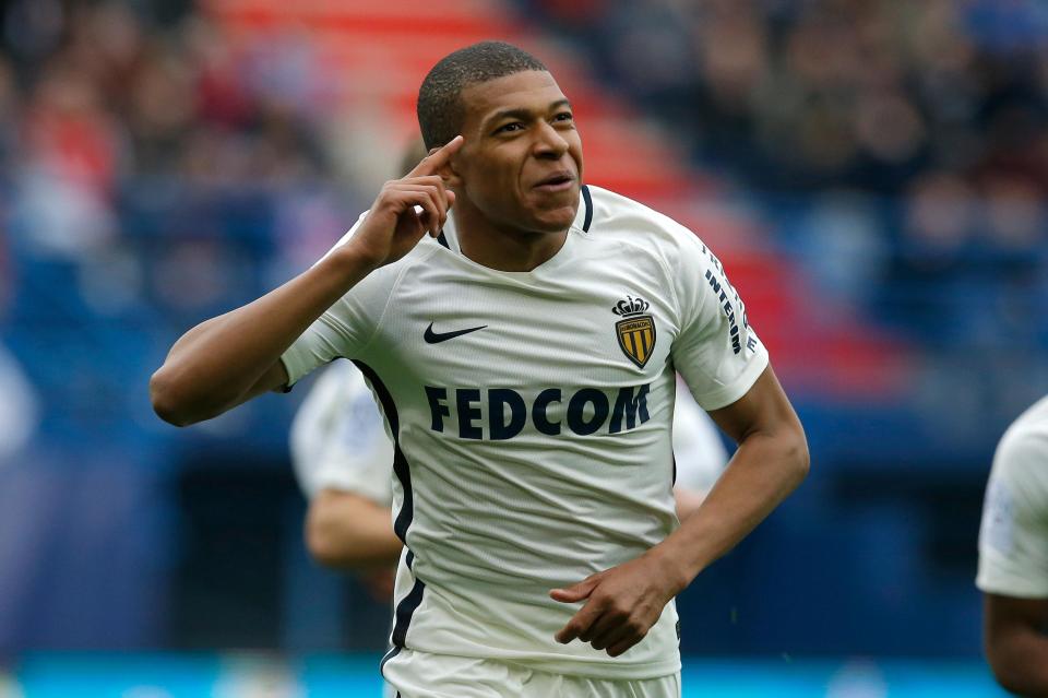 Monaco striker Kylian Mbappe finished in second