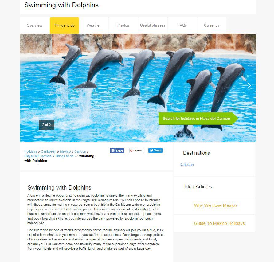  Excursions to swim with captive dolphins are advertised by Thomas Cook as part of packages to holidaymakers