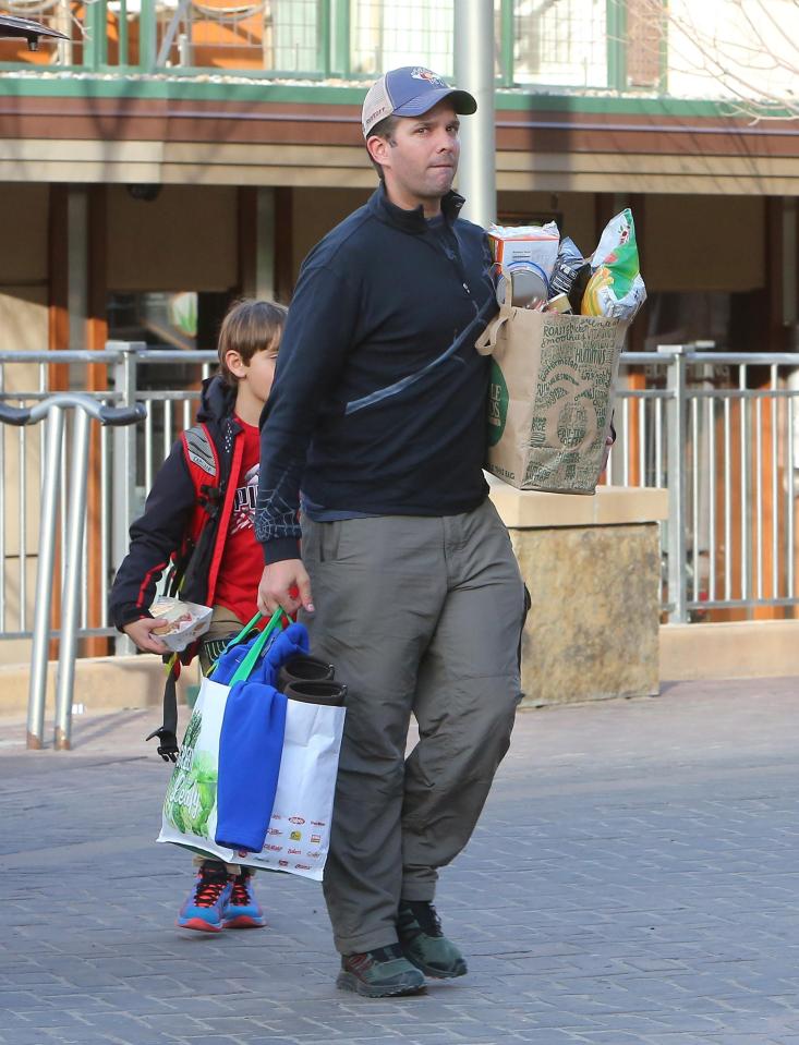  Donald Trump Jr was seen carrying shopping bags later on in the day after stopping at Whole Foods during the ski weekend