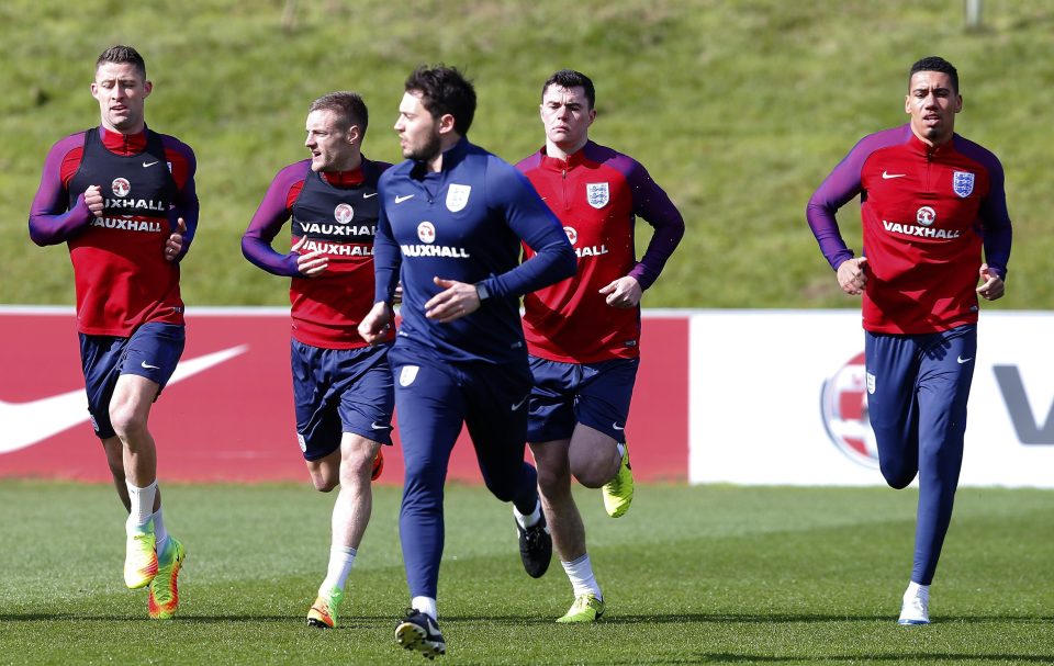 England trained for the first time together before their friendly with Germany tomorrow