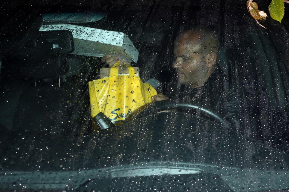  The star was snapped as he left the restaurant in LA