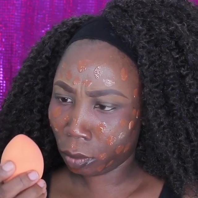  Esther Gbudje's bizarre make-up tutorial shows her blending her foundation with a hard boiled EGG