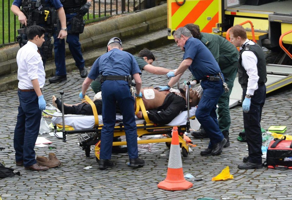  Pictures show a blade lying on the cobbled street next to Masood