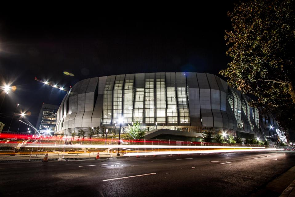 The Golden 1 Center looks just as good at night as it does in the light of day