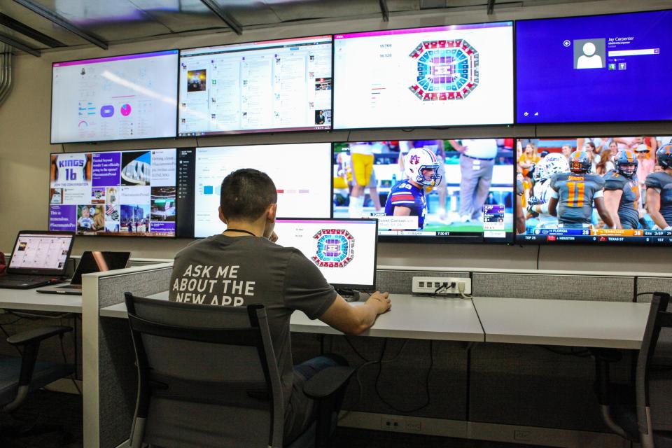 The mission control room monitors everything from cameras to social media talk and traffic in the area