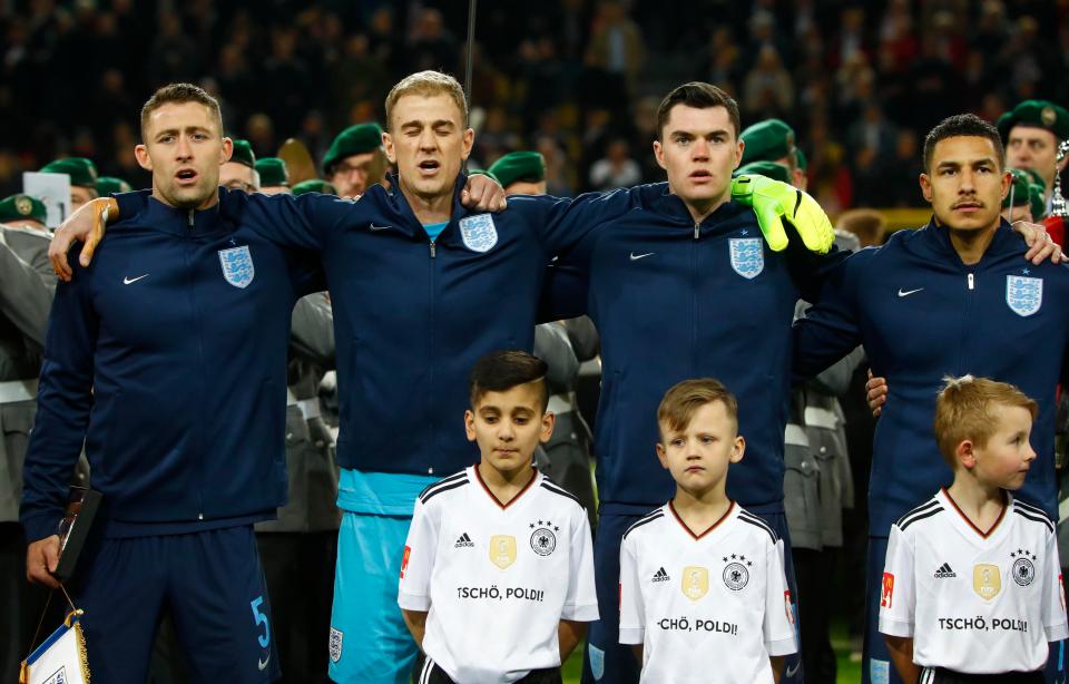 Jake Livermore (right) and Michael Keane (second from right) made their England bows