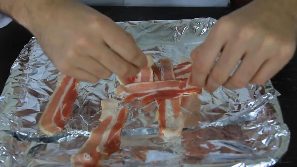  According to the bacon enthusiast we should be creating a lattice sheet before grilling