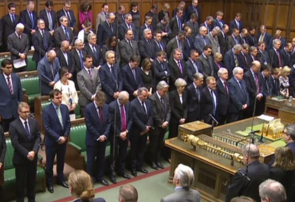  MPs pay their respects to those killed and injured in yesterday's terror attack with a minute's silence this morning