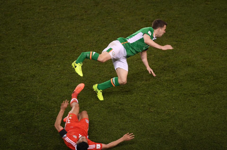 Seamus Colemans leg was clearly shattered before he even landed on the ground in Dublin