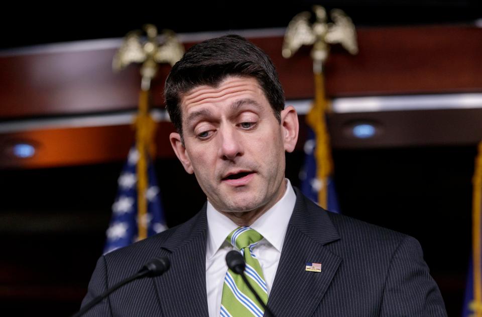  He sought to blame senior Republican Paul Ryan for talking him into making it a top priority