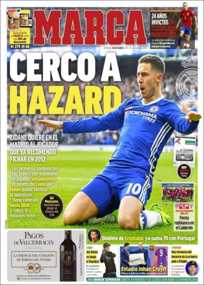  Marca claim Real Madrid have held 'positive talks' with Eden Hazard agent