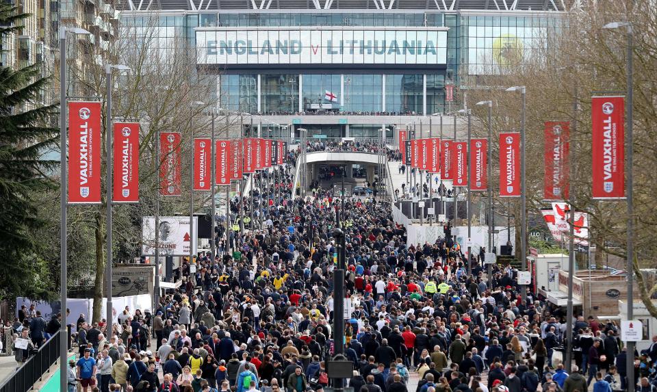  The Lithuania game is a sell-out with 90,000 fans heading down Wembley Way this afternoon