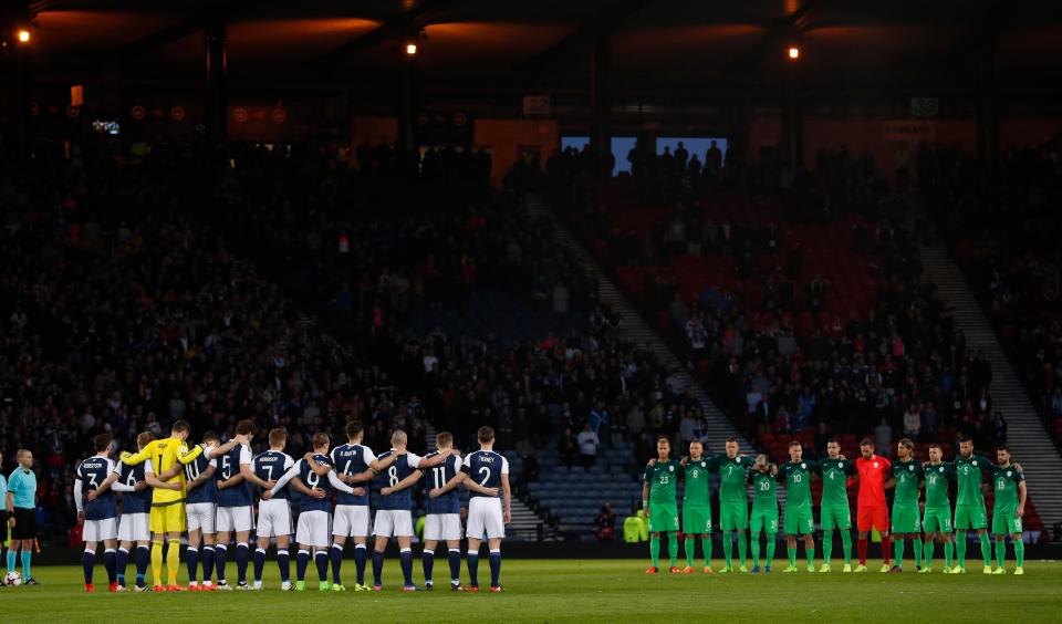  90,000 football fans observed a minute's silence at Wembley Stadium before England’s 2-0 win over Lithuania