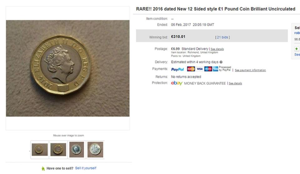  Test versions of the new £1 coin have been going on eBay for as much as £310