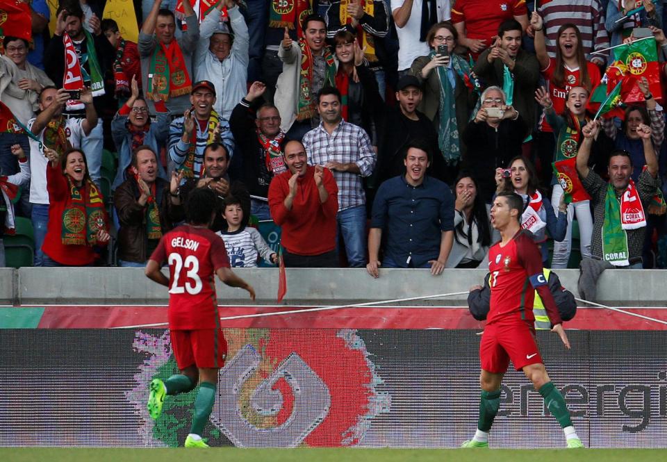  Cristiano Ronaldo celebrates after scoring Portugal's opener