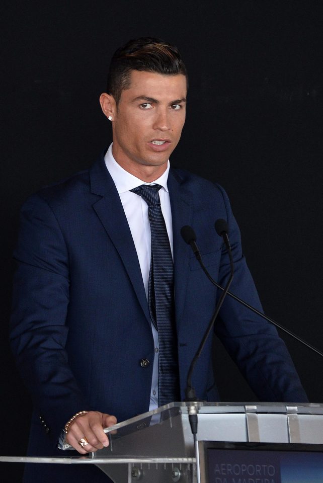  Cristiano Ronaldo addresses the crowd at the newly named Cristiano Ronaldo International Airport