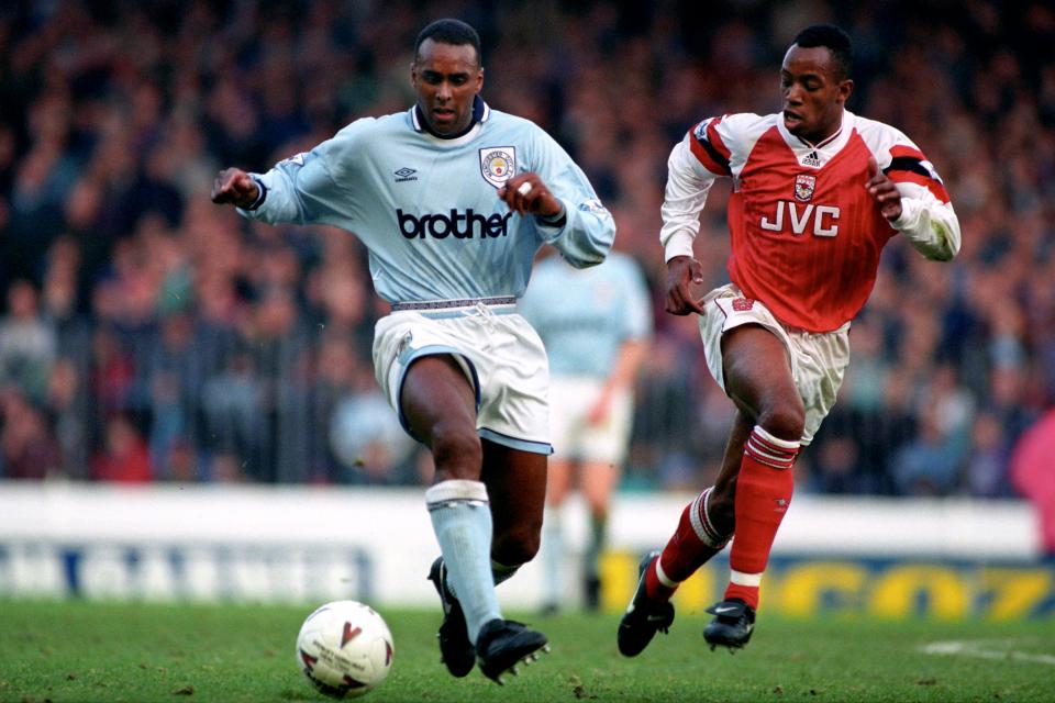  The two are seen playing against each other when David Rocastle was playing for the Citizens