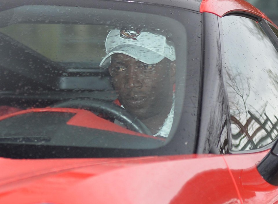 Dwight Yorke not looking out of place arriving at Carrington in special edition Corvette Stingray