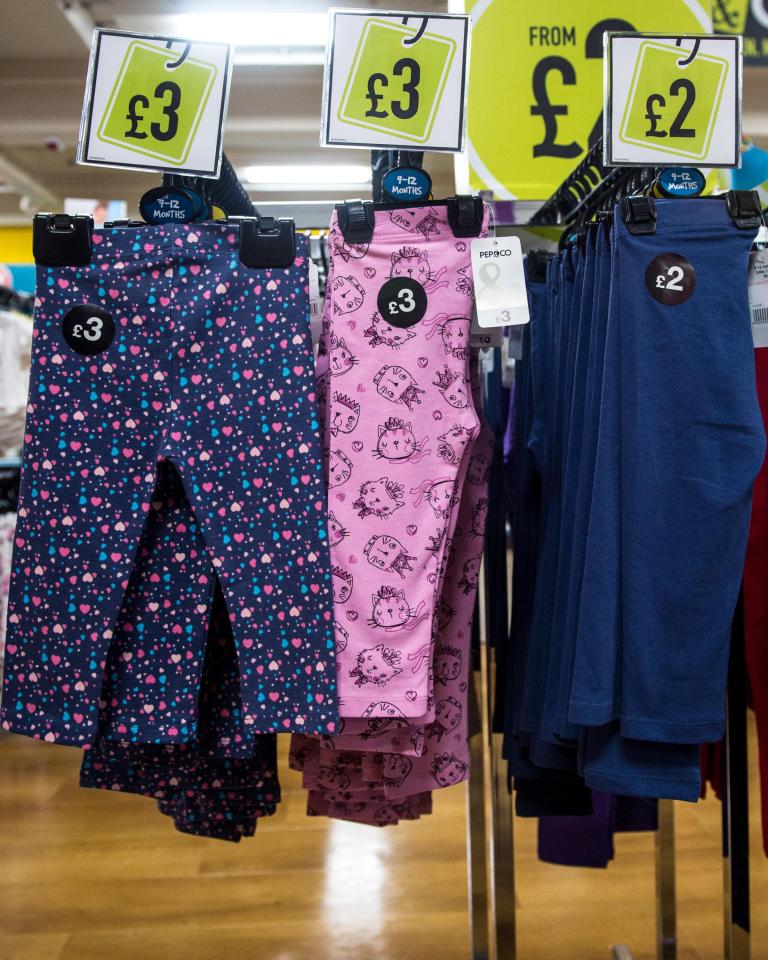  Girl's leggings start at £2 for plain colours and £3 for patterned styles