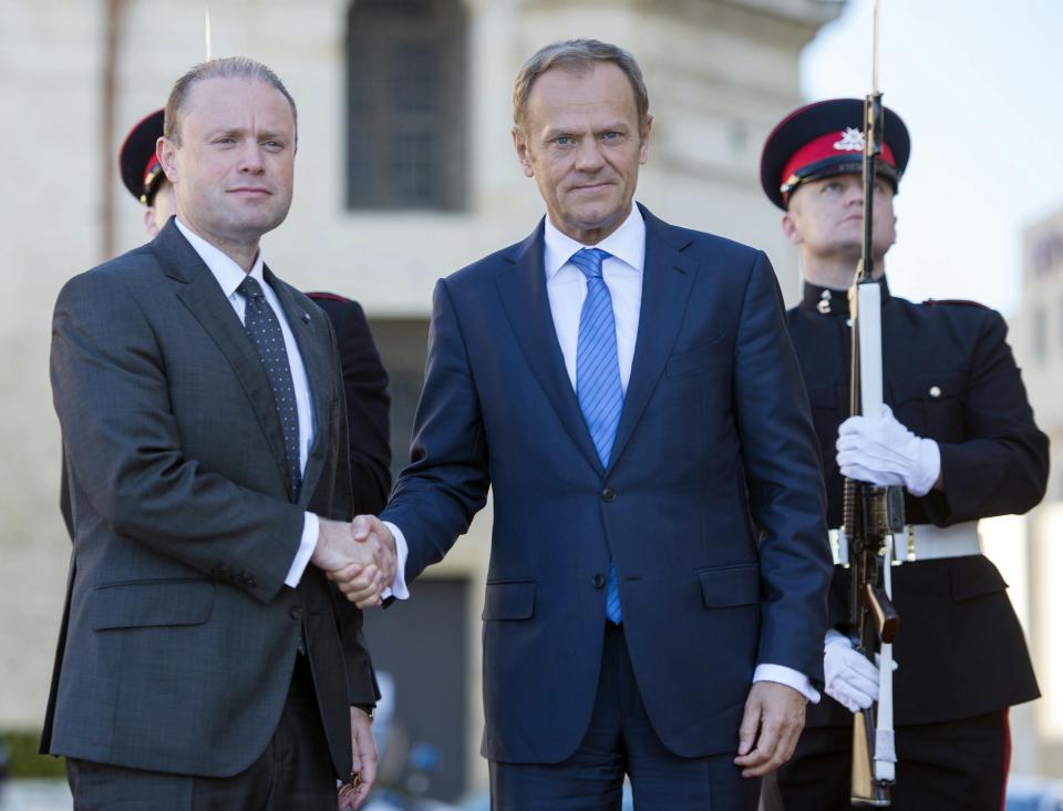  Donald Tusk, right, with Malta's PM Joseph Muscat