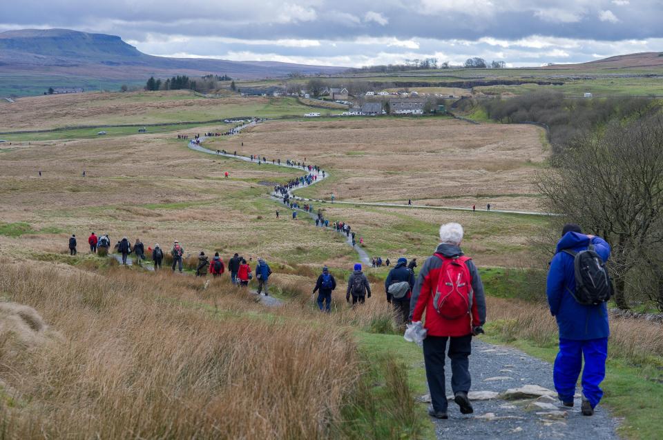 Hundreds of train fans have flocked to the edge of one of the UK's most scenic rail routes today, to witness the locomotive in action