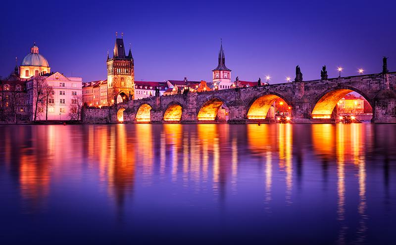 Take a trip at dusk to see the beautiful Charles Bridge, pictured, on this great value city break from only £99 per person