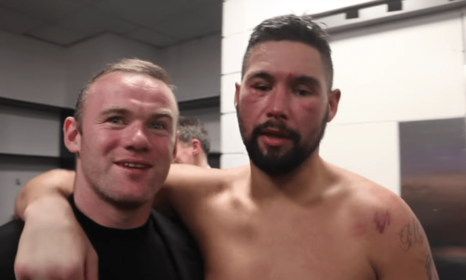  Bellew, pictured with Wayne Rooney, has now said he is considering retirement