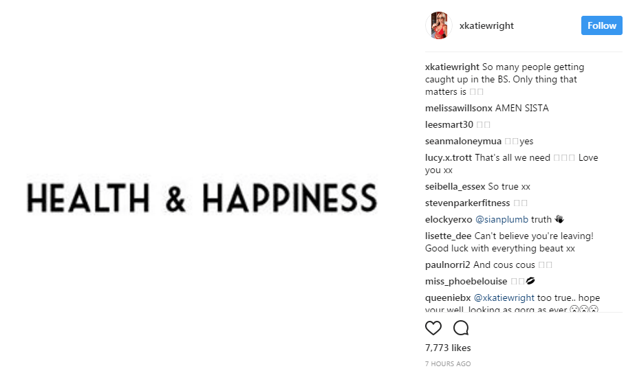  Kate shared a cryptic Instagram post and commented that 'so many people getting caught up in the BS'