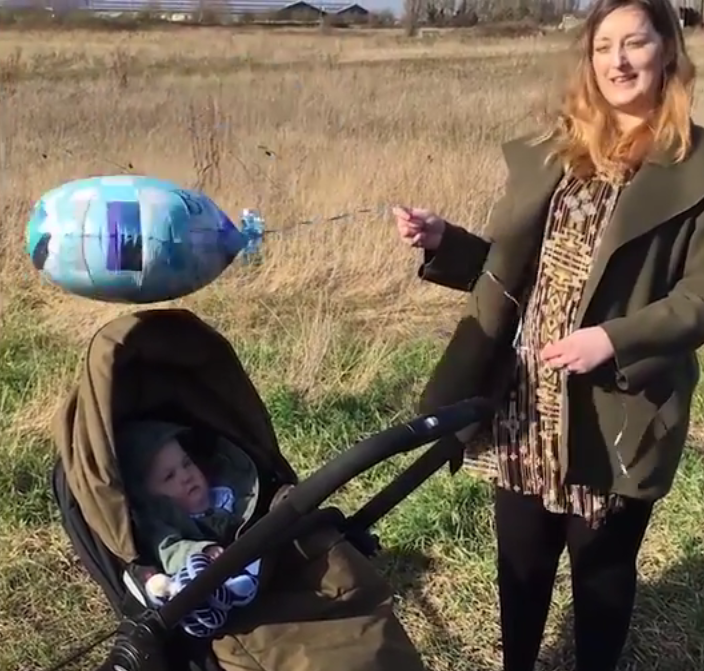  Amy Farquhar releases a balloon to commemorate her son's first birthday