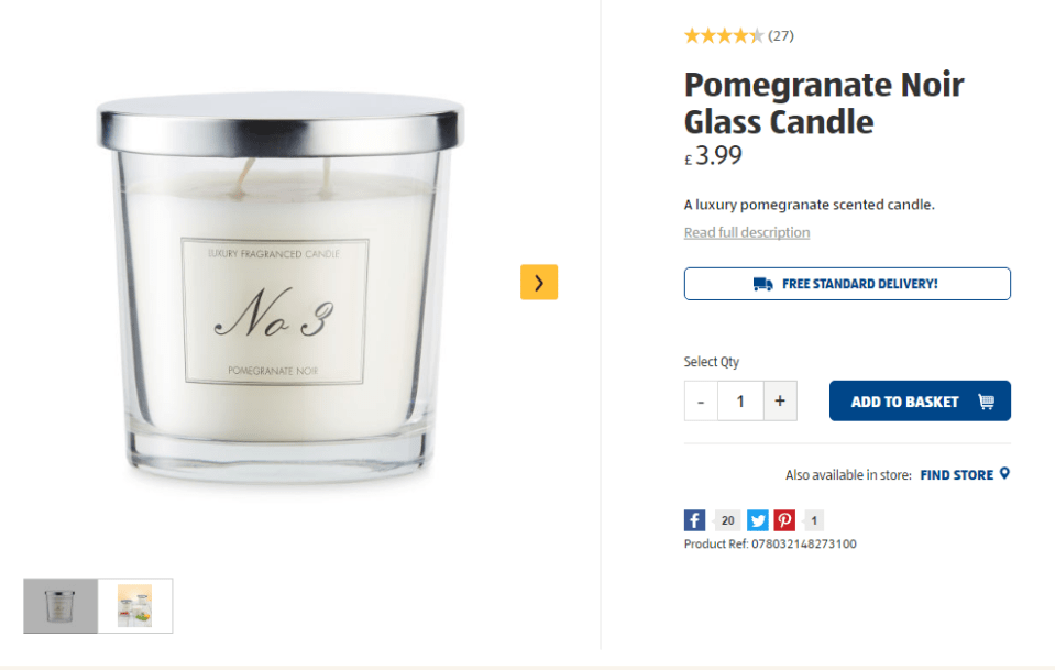  The candles are back in stock on the Aldi website