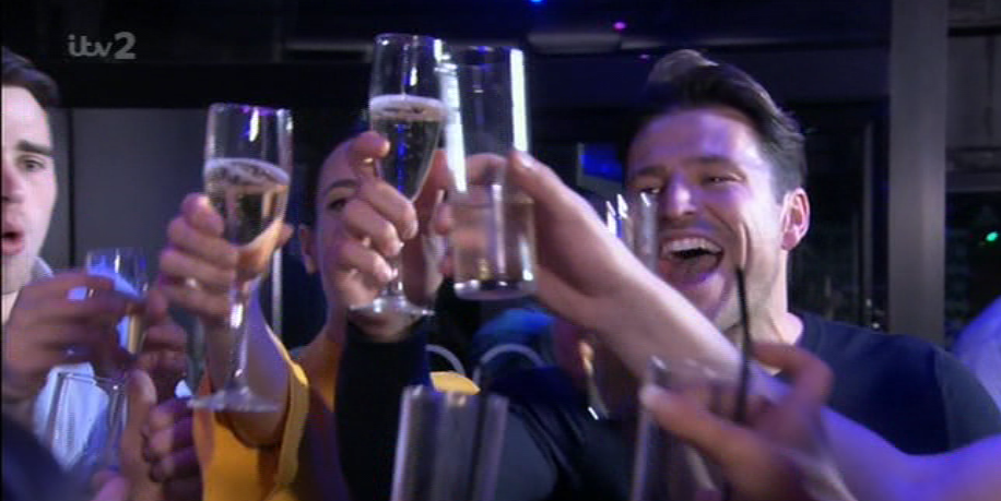  Charlie was seen enjoying champagne with Laura Jackson, Mark Wright and his fellow contestants