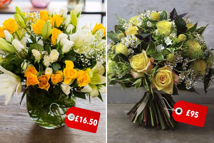  The bouquet on the left is made with Lidl flowers and costs £16.50 in total, while the one on the right is £95 from boutique florist McQueens