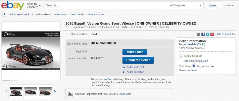  Floyd Mayweather's former Bugatti Veyron for sale on eBay