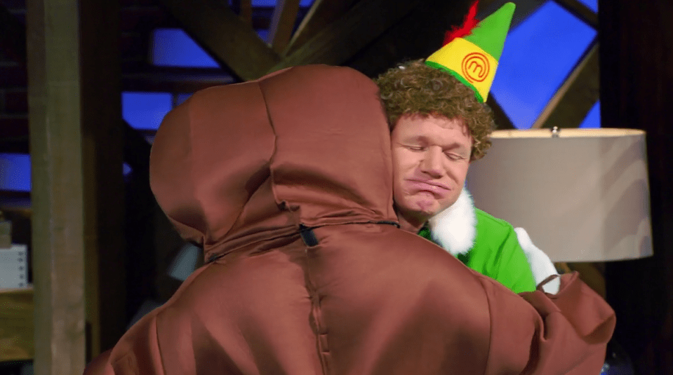  Gordon and the Gingerbread man share a hug