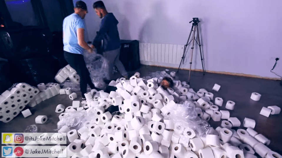  Jake ordered 10,000 toilet rolls to use in the video challenge