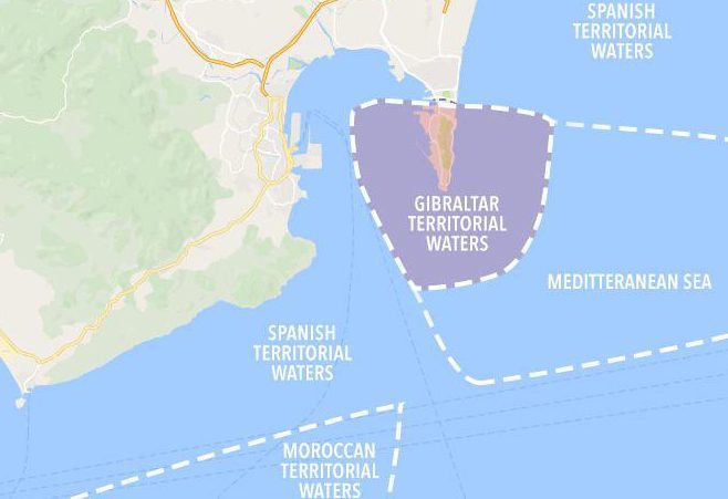  A map showing the area of Gibraltar territorial waters