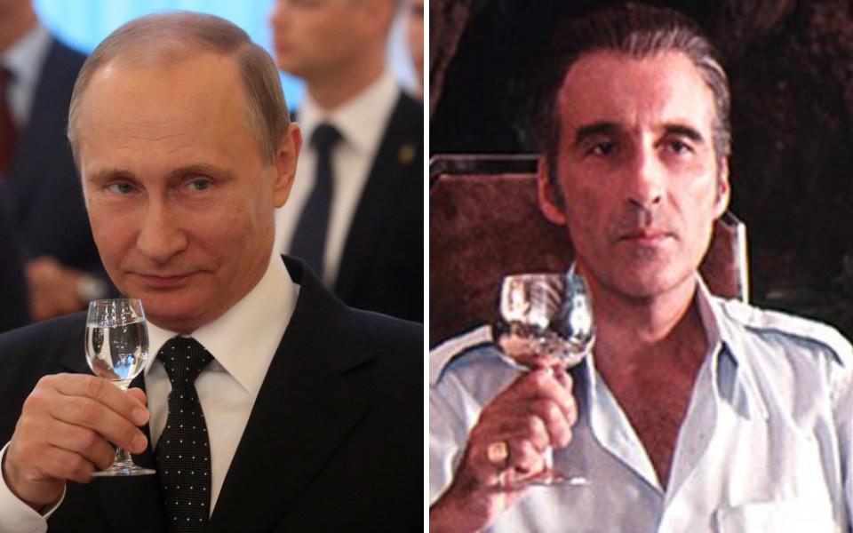  The Russian top dog and sharpshooter Scaramanga both raise a glass