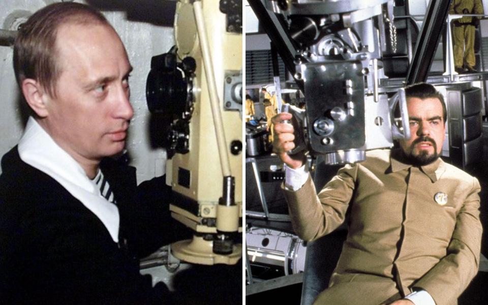  This file picture of the Russian leader from 2000 shows him looking through the periscope of a Karelia submarine, not unlike Moonraker's (1979) super-villain Hugo Drax on his space station