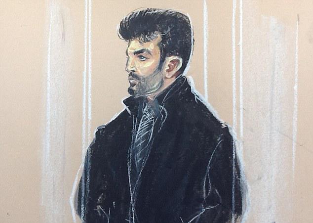 A sketch of the doctor in court when he was accused of terror offences