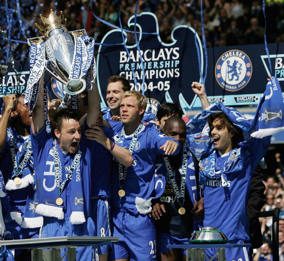 Chelsea celebrate winning their first Premier League title in 50 years in 2005