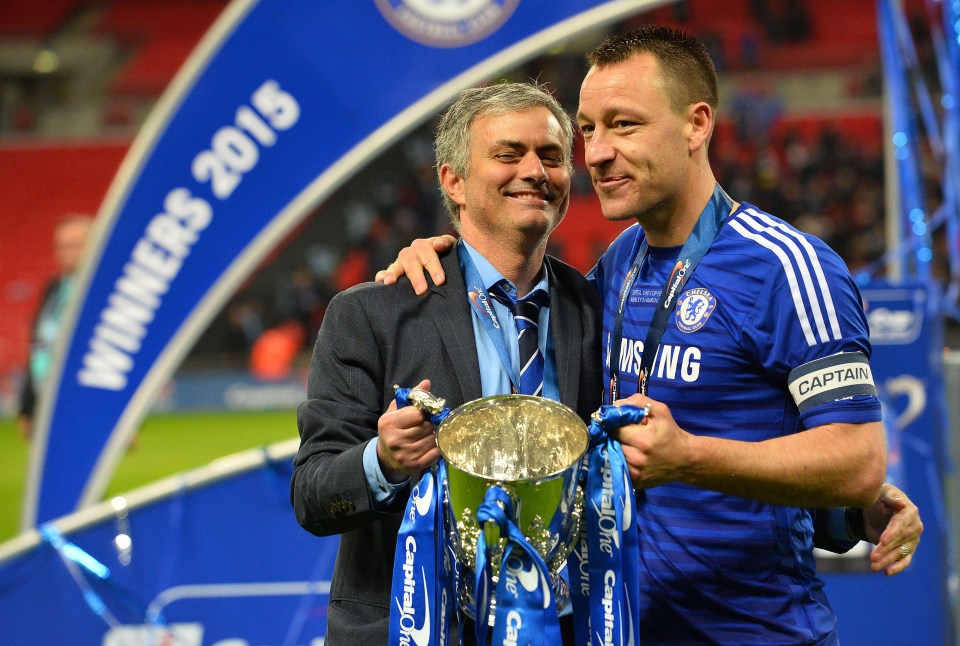 Jose Mourinho and John Terry celebrate League Cup win in second spell