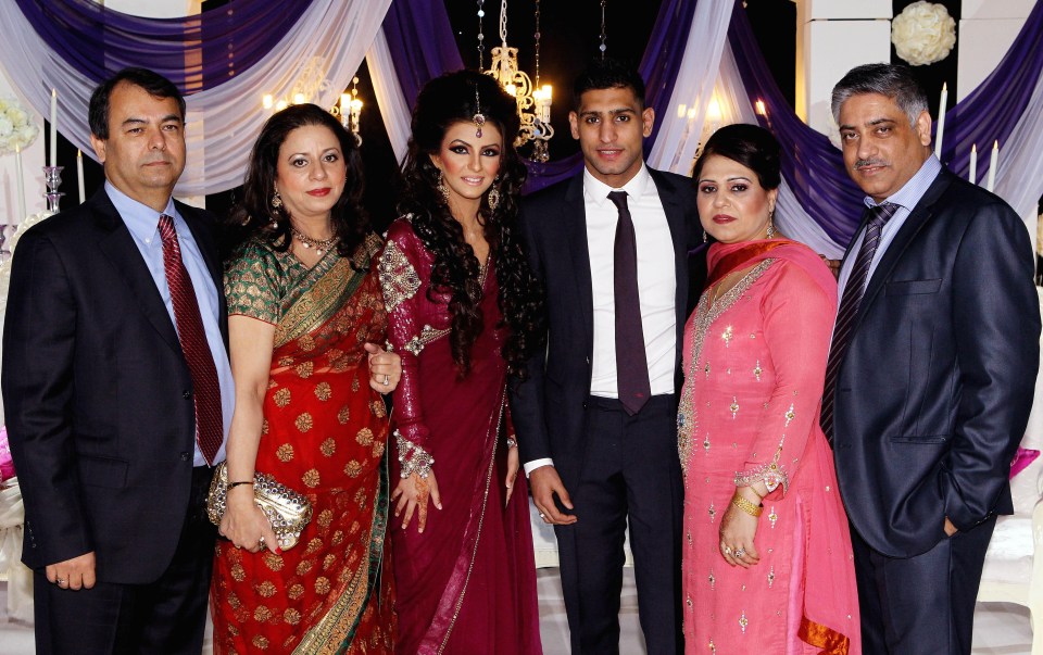 Amir Khan and Faryal with their parents at their engagement party back in 2012