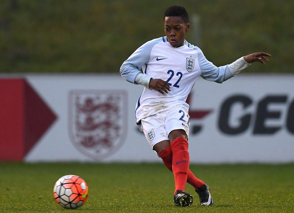 Karamoko Dembele, pictured here playing for England in an U15 game, has still not decided on his international future